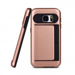 Wholesale Samsung Galaxy S7 Card Slots Hybrid Case (Rose Gold)